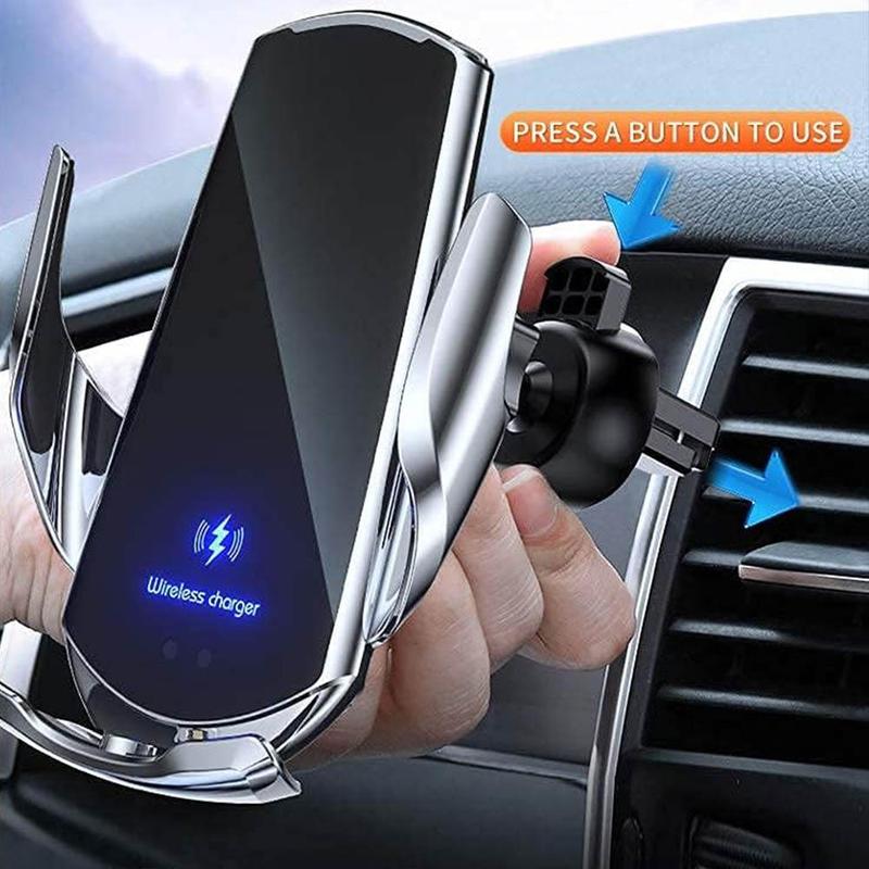 15W Fast Charging Auto-Clamping Car Phone Holder, Smart Sensor Car Wireless Charger, Air Vent Phone Holder, Car Interior Accessories