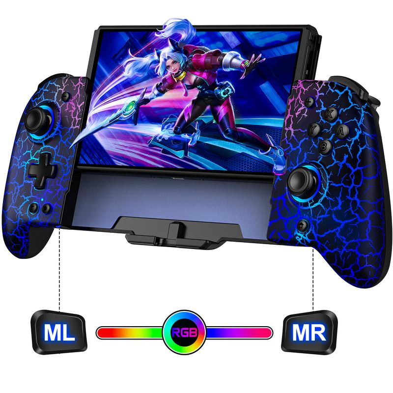 Switch Controller for Switch OLED, (No Drift, No Deadzone) Hall Effect Joystick Wireless Switch Controller With 9 Lights Color