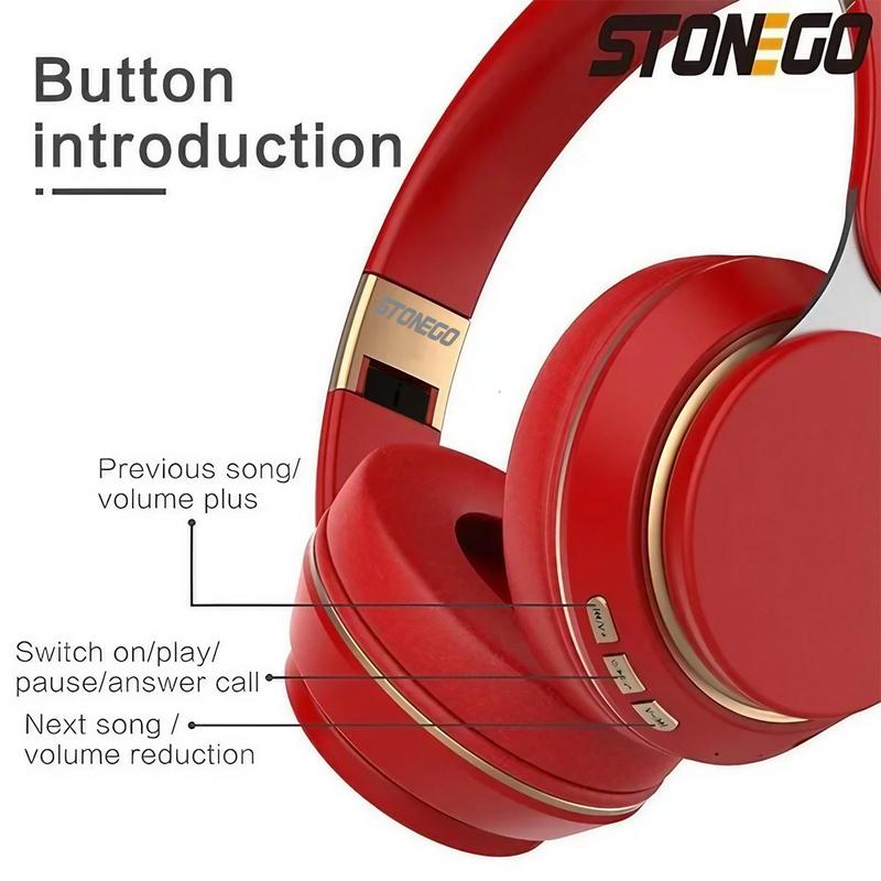 Over-ear Design Foldable Wireless Headphone, HiFi Stereo Sound Bluetooth-compatible Headset with HD Mic for Gaming, Outdoor, Sports, Travel