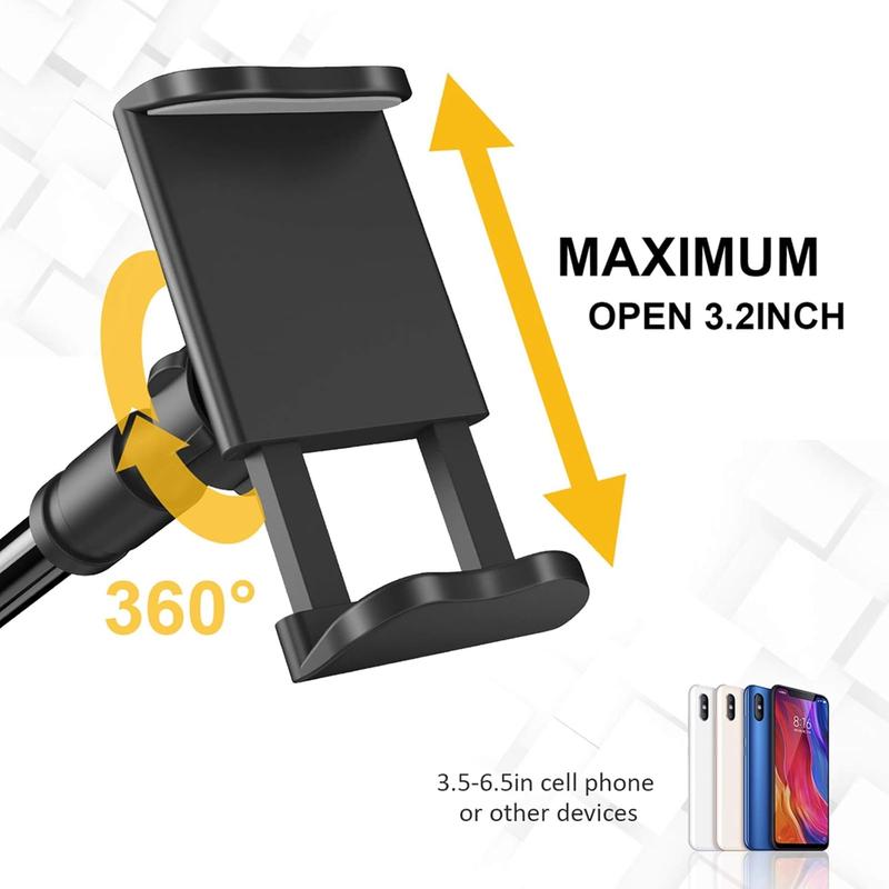 Phone Holder Bed Gooseneck Mount - Flexible Arm 360 Mount Clip Adjustable Bracket Clamp Stand Compatible with Cell Phone 11 Pro XS Max XR X 8 7 6 Plus 5 4,  S10 S9 S8 for Bedroom Desk