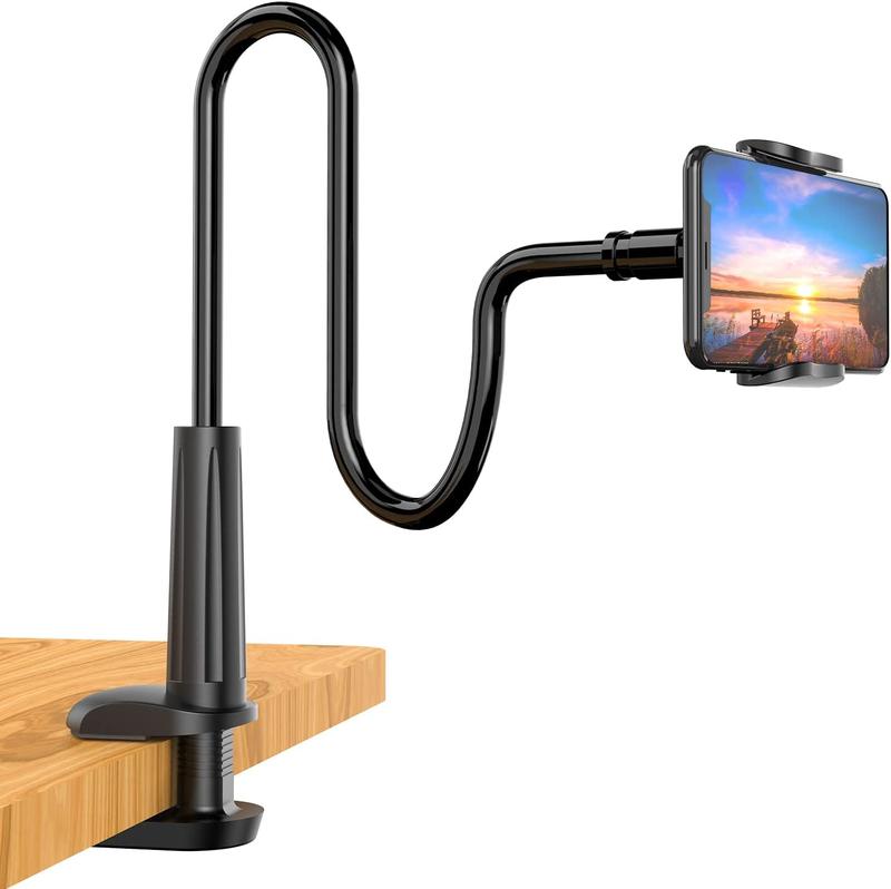 Phone Holder Bed Gooseneck Mount - Flexible Arm 360 Mount Clip Adjustable Bracket Clamp Stand Compatible with Cell Phone 11 Pro XS Max XR X 8 7 6 Plus 5 4,  S10 S9 S8 for Bedroom Desk