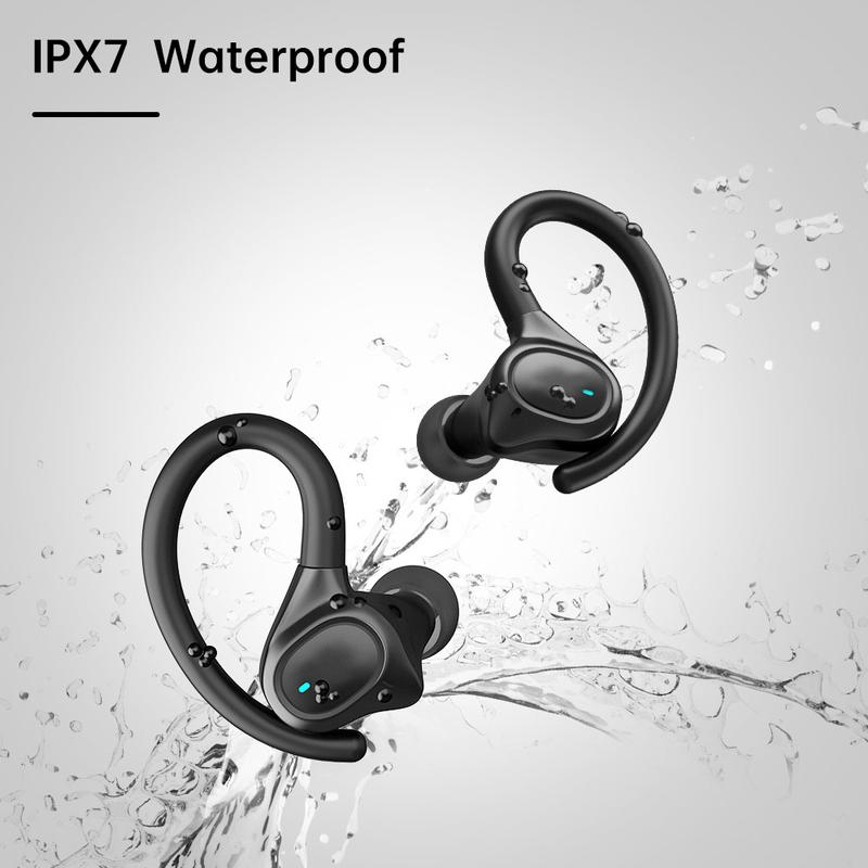 APEKX True Wireless Earbuds - Secure Fit Earhooks for Small Ear, Bluetooth Headphones for iPhone, IPX7 Waterproof, 40H Playtime, Ideal for Sports and Workouts (Black) mini headphones bluetoothwireless earphones