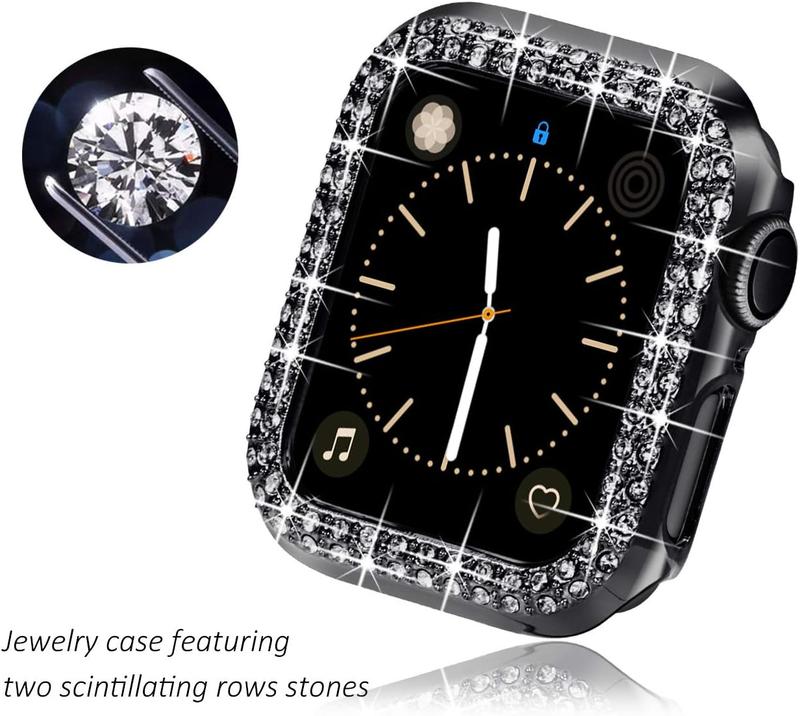 40mm Case Compatible with  Watch Case, Bling Frame Protective Case Screen Protector Replacement for  Watch Series 6 5 4 40mm, Rose Gold Pink Black Silver Clear