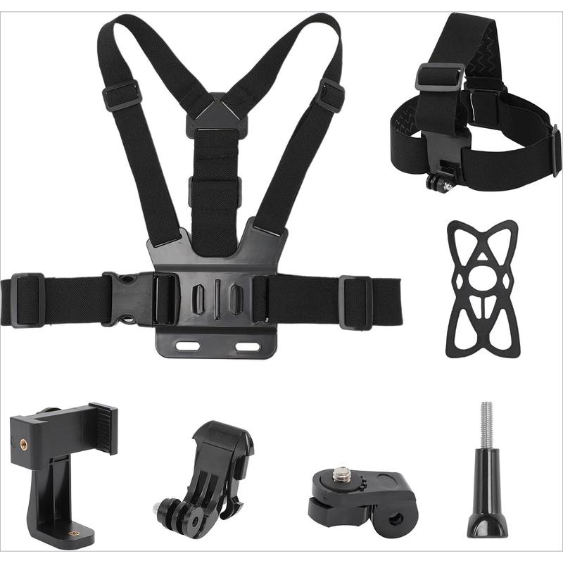 Mobile Phone Chest Strap Harness Mount Head Strap Holder Kit for POV VLOG,Cell Phone Clip Compatible with iPhone,Samsung,GoPro Hero 12, 11,10, 9, 8, AKASO,DJI Osmo,and Action Cameras…