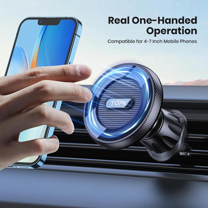 TOPK Magnetic Car Phone Holder, Car Air Vent Phone Mount, Hands Free Cellphone Holder Clip for iPhone MagSafe Case