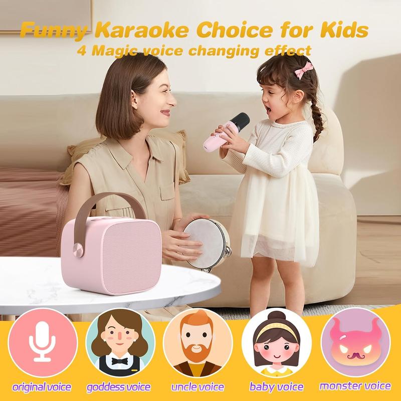 Mini Karaoke Machine,Funny Toys Christmas Birthday Gifts for Kids Age 4-12 Girls,Boys,Adults, Karaoke Microphone Toys for 4,5,6,7,8,9,10,11,12+ Year Old Girls Boys (Pink 1 Mic)