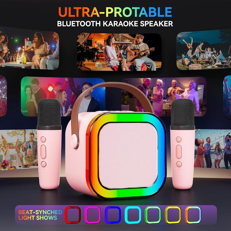 Portable Wireless Speaker with Microphone, Rechargeable Bluetooth-compatible Speaker with Microphone, Wireless Karaoke Machine for Party Birthday Gift