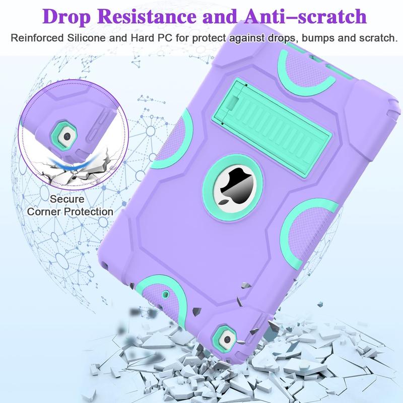 for iPad 9th Generation Case, iPad 8th 7th Generation Case, iPad 10.2 Inch   2019 Case, Heavy Duty Rugged Shockproof Protective Cover with Kickstand for  Purple Green Accessories Computer