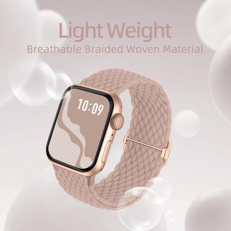 Braided Stretchy Solo Loop Compatible for Apple Watch Band 38mm 40mm 41mm 42mm 44mm 45mm 49mm for Women Men, Nylon Elastic Straps Wristbands for iWatch Series 9 8 7 6 SE 5 4 3 2 1 Ultra Ultra 2 Accessories Wearable