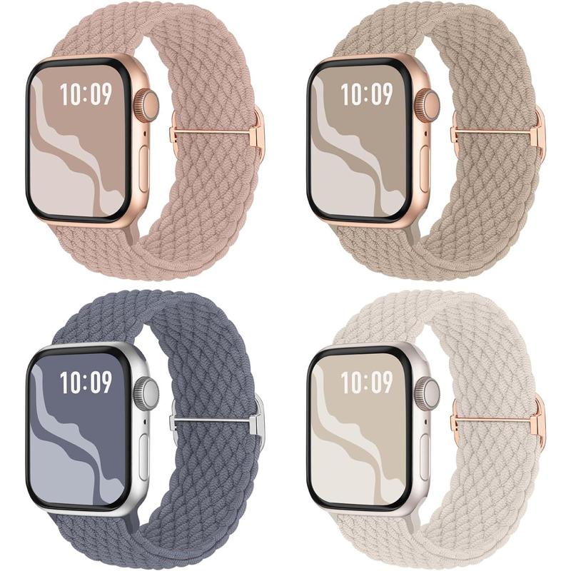 Braided Stretchy Solo Loop Compatible for Apple Watch Band 38mm 40mm 41mm 42mm 44mm 45mm 49mm for Women Men, Nylon Elastic Straps Wristbands for iWatch Series 9 8 7 6 SE 5 4 3 2 1 Ultra Ultra 2 Accessories Wearable