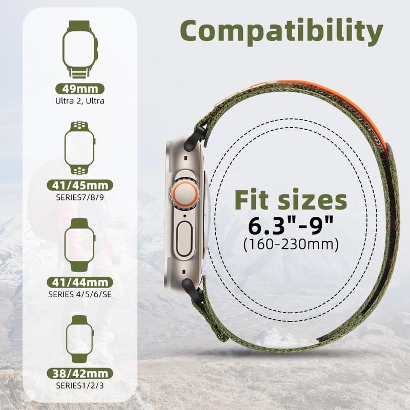 Breathable Nylon Watch Band(Band Only), 1 Count Adjustable Watch Band, Smart Watch Accessories for Apple Watch Series 9 8 7 6 5 4 3 2 1 SE Ultra