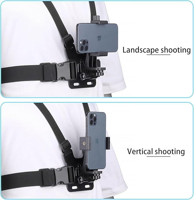 Multifunctional Mobile Phone Chest Bracket Strap Elastic Adjustable Mobile Phone Clip Mobile Phone Selfie Fixed Bracket Suitable For Sports Cameras, Mobile Phones, Etc, Sports Camera Strap