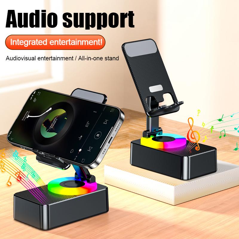 New Multi-Function Cell Phone Holder Stand with Bluetooth Speaker and Portable Wireless Speaker - Cellphone, Smartphone