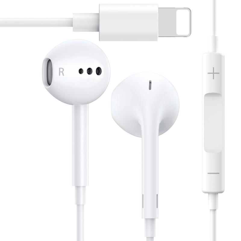 Earbuds, Wired Earphones (Built-in Microphone & Volume Control) Noise Canceling Isolating Headphones for iPhone 14 13 12 11 SE X XR XS 8 7 Audio Button Connector Headset