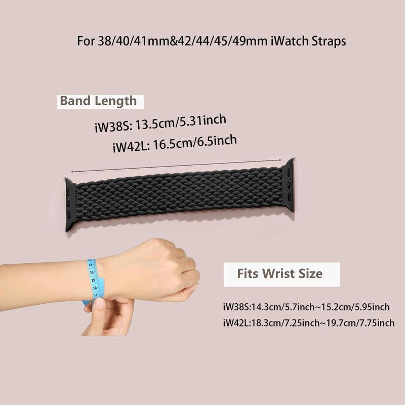 Braided Solo Loop Watch Band, 5 Counts Stretchy Nylon Sport Wristband Strap, Watch Band for iWatch Bands Series 9 8 7 6 5 4 3 2 1 SE Ultra Ultra 2