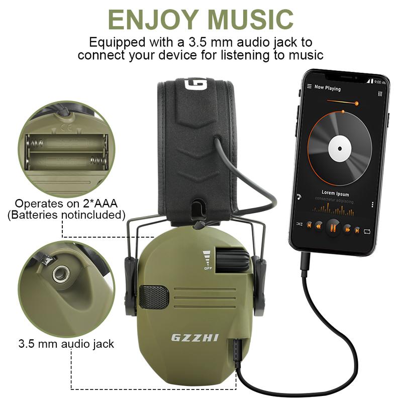 NRR23db Outdoor Tactical Electronic Shooting Earmuff Antinoise Headphone Sound Amplification Hearing Protection Headset Foldable