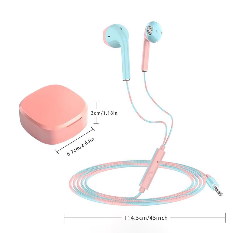 3.5MM Jack Wired Earbuds With Microphone, In Ear Design Gaming Wired Headphones With Portable Box For Home Sports Gaming