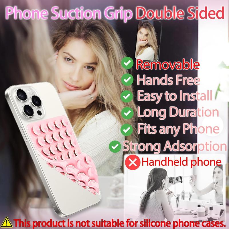 Silicone Suction Cup Phone Case Mount Double Sided, Phone Accessories Hands-Free Strong Grip Holder for Selfies and Videos, Silicon Phone Stand for iPhone and Android Light Blue