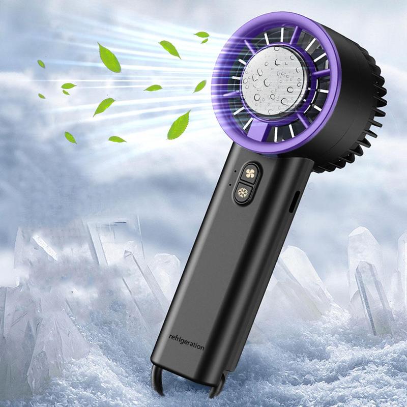 Handheld Ice Compression Cooling Fan, Semiconductor Turbo Mini Fan, USB Rechargeable Portable Fan for Home, Outdoor, Travel, Camping