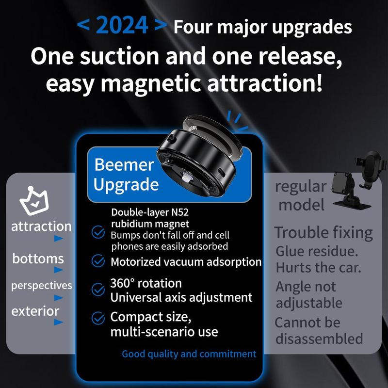 Magnetic Car Phone Holder, 360 Degree Rotatable Car Phone Mount, Multipurpose Vacuum Adsorption Design Car Smartphone Stand for Car, Wall, Mirror, Multiple Scenes