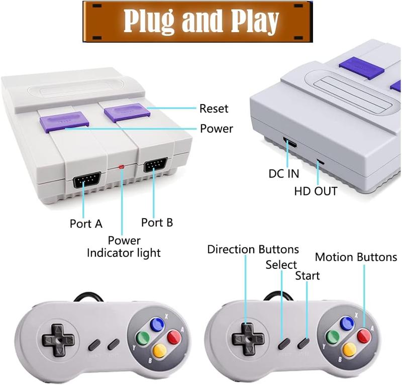 Super Retro Game Console Classic Mini HDMI System with Built in 821 Old School Video Games, Super Classic System, Plug and Play