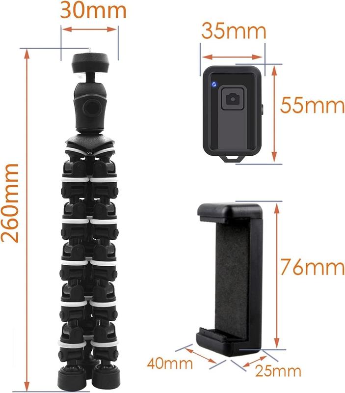 Phone Tripod,  Octopus Tripod with  Remote Phone Holder Mount Use as  Tripod, Cell Phone Tripod, Camera Tripod, Travel Tripod,Tabletop Tripod for