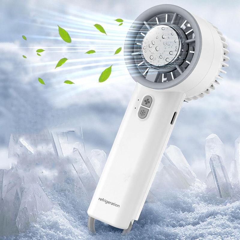 Handheld Ice Compression Cooling Fan, Semiconductor Turbo Mini Fan, USB Rechargeable Portable Fan for Home, Outdoor, Travel, Camping