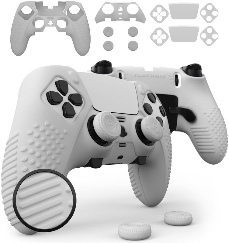 Eclipse PS5 EDGE Controller  Combo Set | Dock Compatible, Protector Decals, Anti-Slip Soft Gel  Cover, Faceplate Shell & Thumb Grips for  5 DualSense EDGE (White)