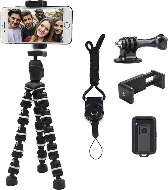 Phone Tripod,  Octopus Tripod with  Remote Phone Holder Mount Use as  Tripod, Cell Phone Tripod, Camera Tripod, Travel Tripod,Tabletop Tripod for