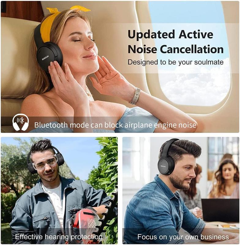 Hybrid Active Noise Cancelling Headphones, Wireless Over Ear Bluetooth Headphones with Microphone, 70H Playtime, Foldable Headphones with HiFi Audio, Deep Bass for Home Travel Office