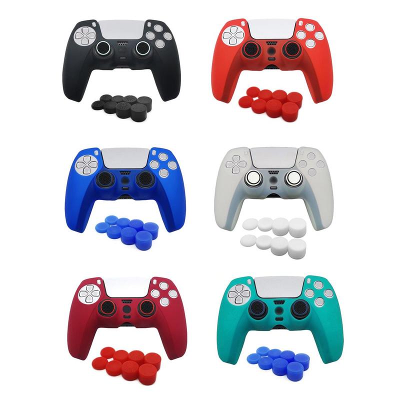 Game Controller Protective Case with 10 Thumb Grip Caps, Anti-slip & Anti-scratch Game Controller Protective Cover Set, Console Accessories for PS5