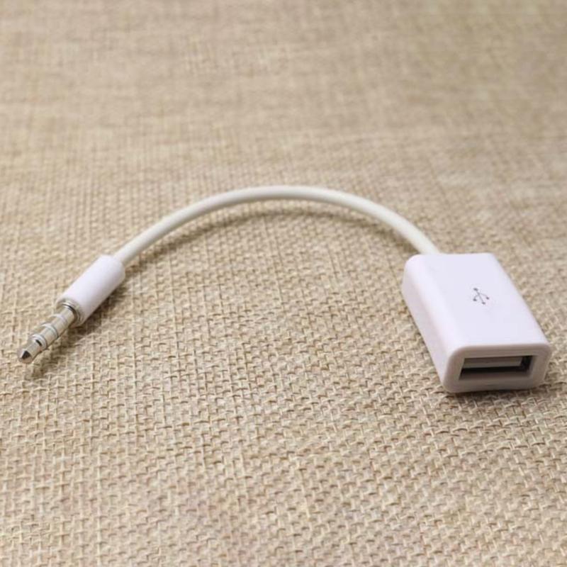 3.5mm AUX Plug Male to USB 2.0 Female OTG Adapter Converter Cable for Playing Music with U-Disk in Car