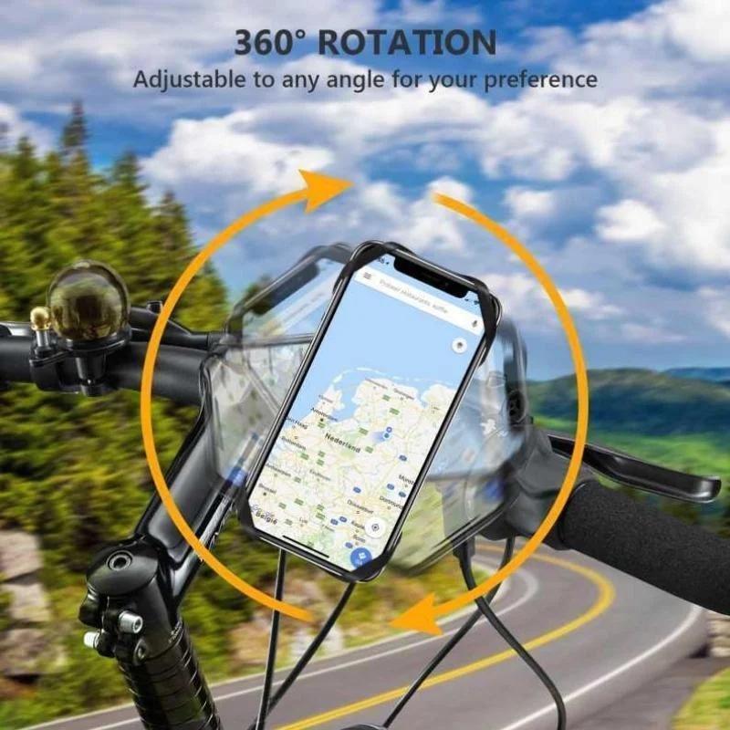 360 Degree Rotatable Bicycle Phone Holder, Silicone Motorcycle Stand Bracket, GPS Support for iPhone 11 Xiaomi 10 Huawei P40