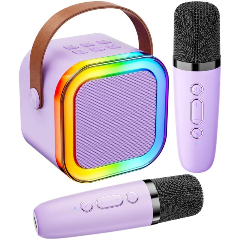 Portable Wireless Microphone Speaker, Rechargeable Karaoke Microphone Singing Speaker, Wireless Microphone & Lights, Suitable for All Smartphone