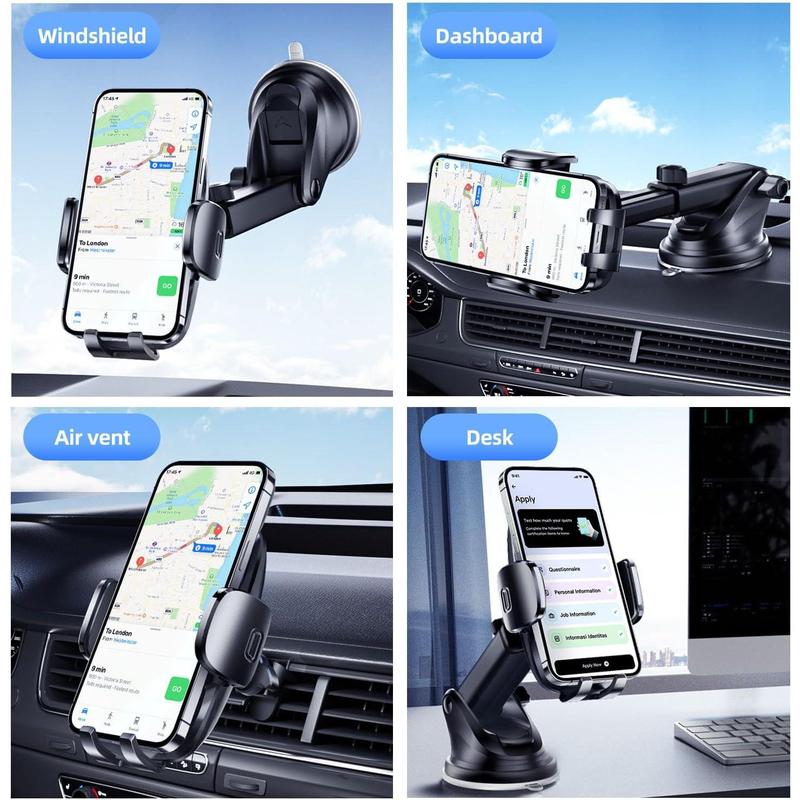 Car Phone Holder Phone Holders for Your Car Windshield Dashboard Air Vent Universal Hands Free Car Mount Phone Holder with Suction Cup Base and Telescopic Arm for Smartphone