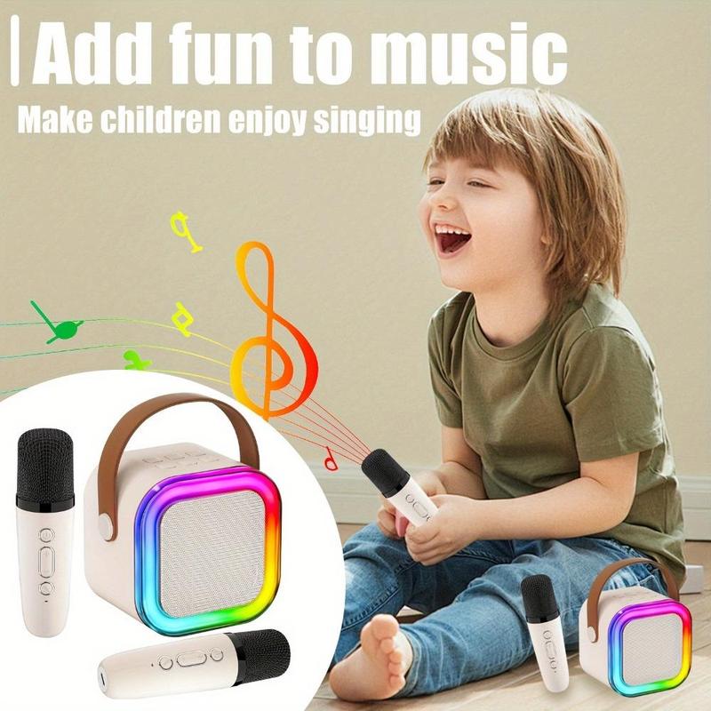 Portable Wireless Microphone Speaker, Rechargeable Karaoke Microphone Singing Speaker, Wireless Microphone & Lights, Suitable for All Smartphone