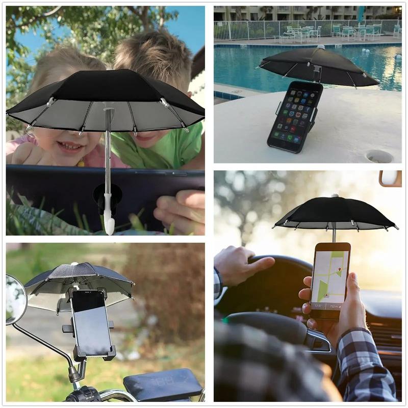 Christmas Outdoor Vacation Beach Umbrella Phone Holder, Anti-peeping Phone Holder with Suction Cup, Mobile Phone Sun Protection Umbrella