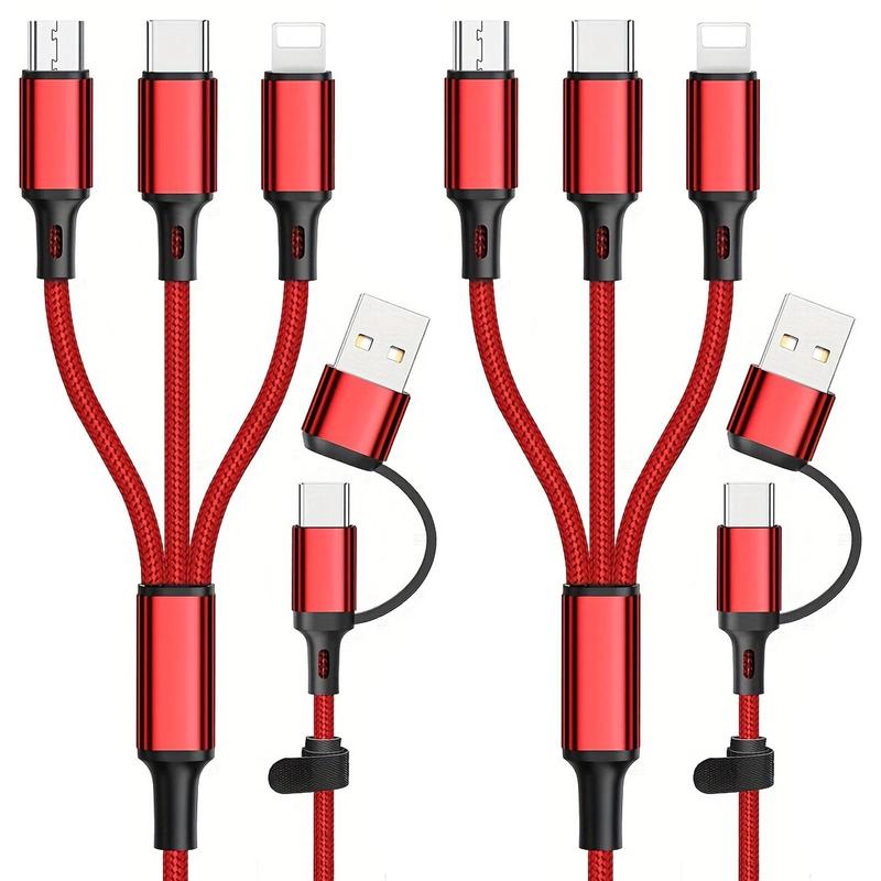 6-In-1 Multi Charging Cable, Nylon Braided Data Cable, Multifunctional Charging Cable for Home Office