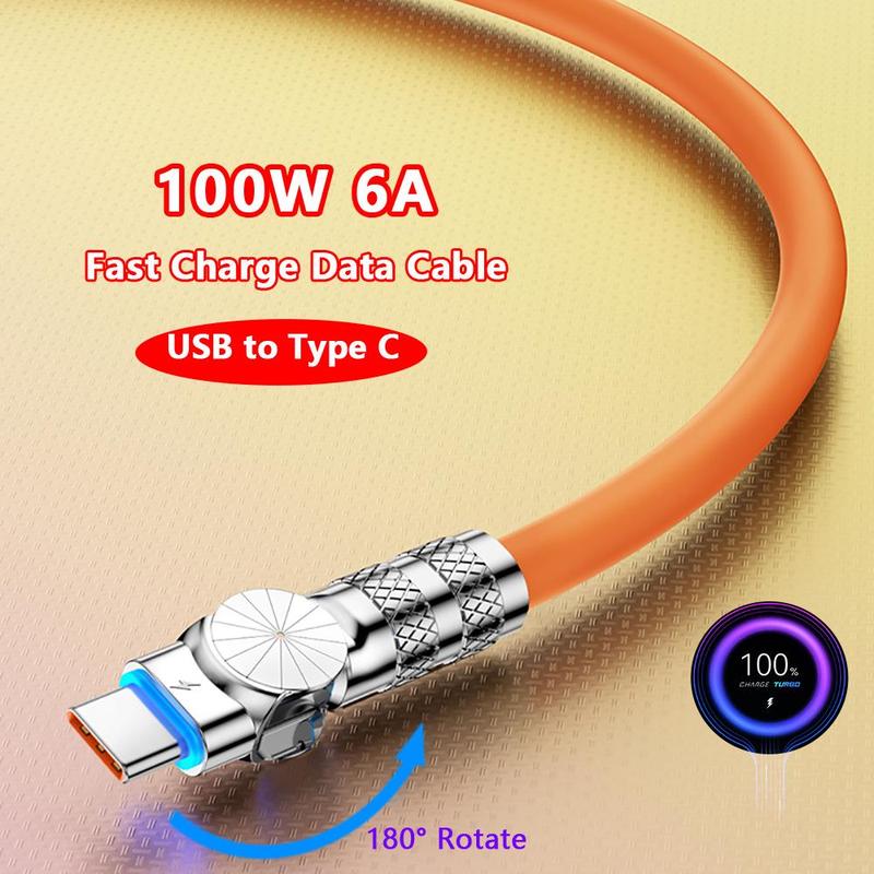 100W 6A Super Fast Charging Cable, USB to Type C Data Cable, High Speed USB Charger Cable, Fast Charging Cable for Huawei Honor Xiaomi Redmi POCO Samsung OPPO VIVO iPhone 15