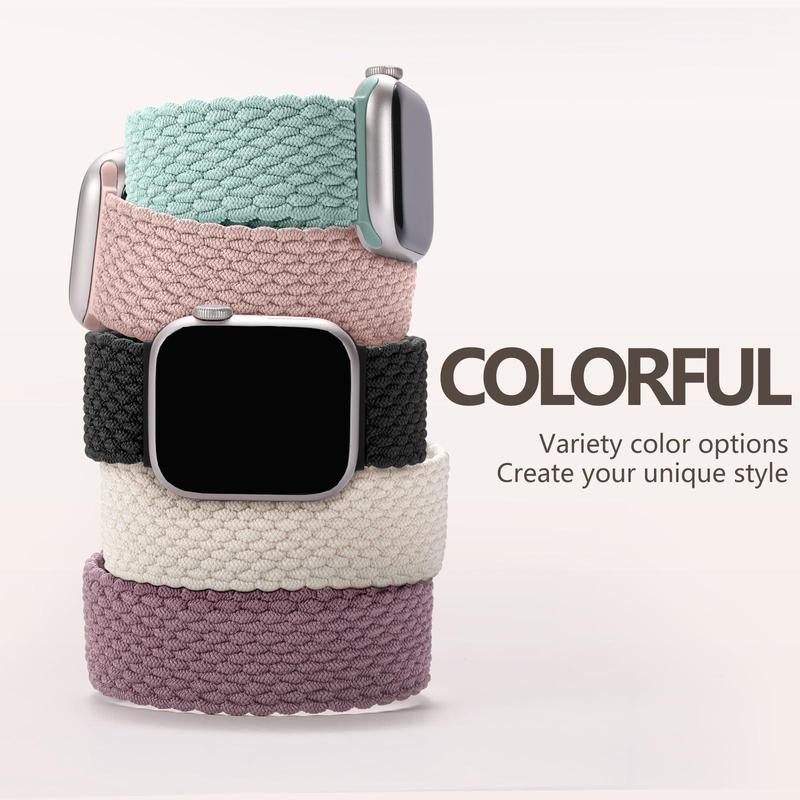 Stretchy Braided Solo Loop Watch Band Set (Band Only), Nylon Elastic Sport Watch Band for iWatch Series 9 8 7 6 5 4 3 2 1 SE Ultra Ultra 2, Wearable Accessories for Men Women