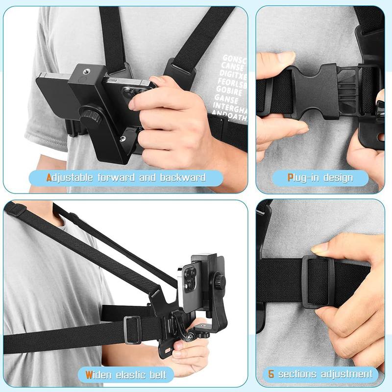 Hanging Neck Mount for Phones, Neck Car Phone Holder POV Vlog Selfie Mount Hand Free Phone Neck Holder Chest Stand Strap Video Recording for iPhone 15 14 13 12 Series Android Phones,Action Camera Accessories Smartphone