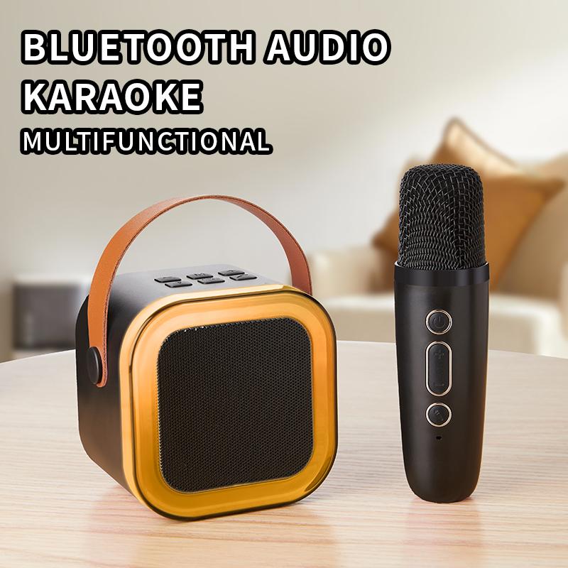 Mini karaoke machine with microphone sound system, portable karaoke machine with 2 wireless microphones, birthday gifts for girls and children aged 4-12, family gatherings