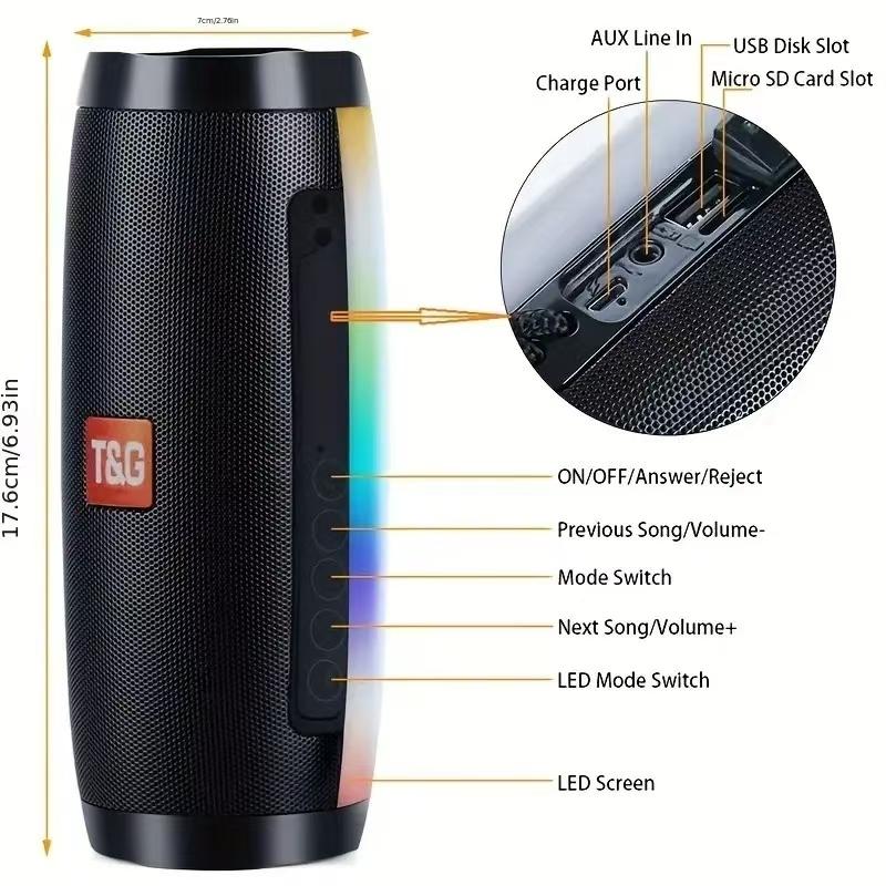 TG157 wireless speaker, portable for outdoor use, with LED light,1200mAh,waterproof,multifunctional,button operation.Smartphone AudioBluetooth speakerThanksgiving gift, Christmas and New Year gift. Christmas gift set. Halloween gift. Christmas gift.