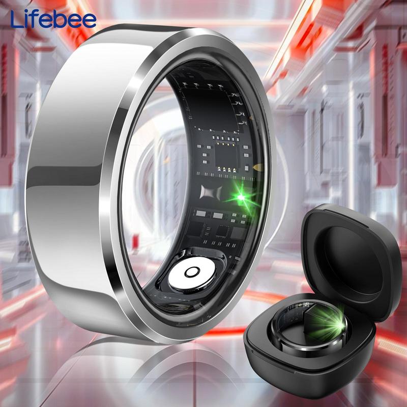 LIFEBEE Multifunctional Smart Ring with Charging Case, Fitness Tracker Ring, IP68 Waterproof BT Fitness Tracker Ring, Smart Ring for Men & Women