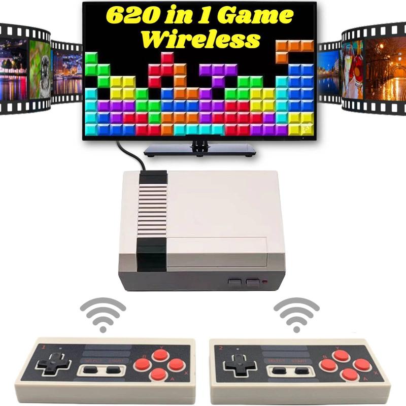 Retro Game Console with 620 Video Games,Classic Mini Game System with Wireless Controllers, AV Port Output Plug and Play,Retro Toys Gifts Choice for Children and Adults Christmas Gifts