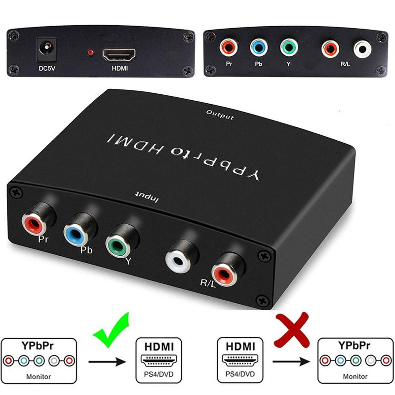 YPBPR to HDMI Converter Component Video & L R RCA Stereo Audio to HDMI Converter Adapter - DVD PS3 Xbox 1080P