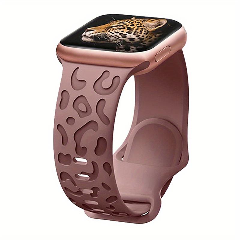 Leopard Engraved Band Compatible With IWatch Band 38mm 40mm 41mm 42mm 44mm 45mm 49mm, Waterproof Cheetah Sport Silicone Wristbands Replacement For IWatch Series 8 7 6 5 4 3 2 SE