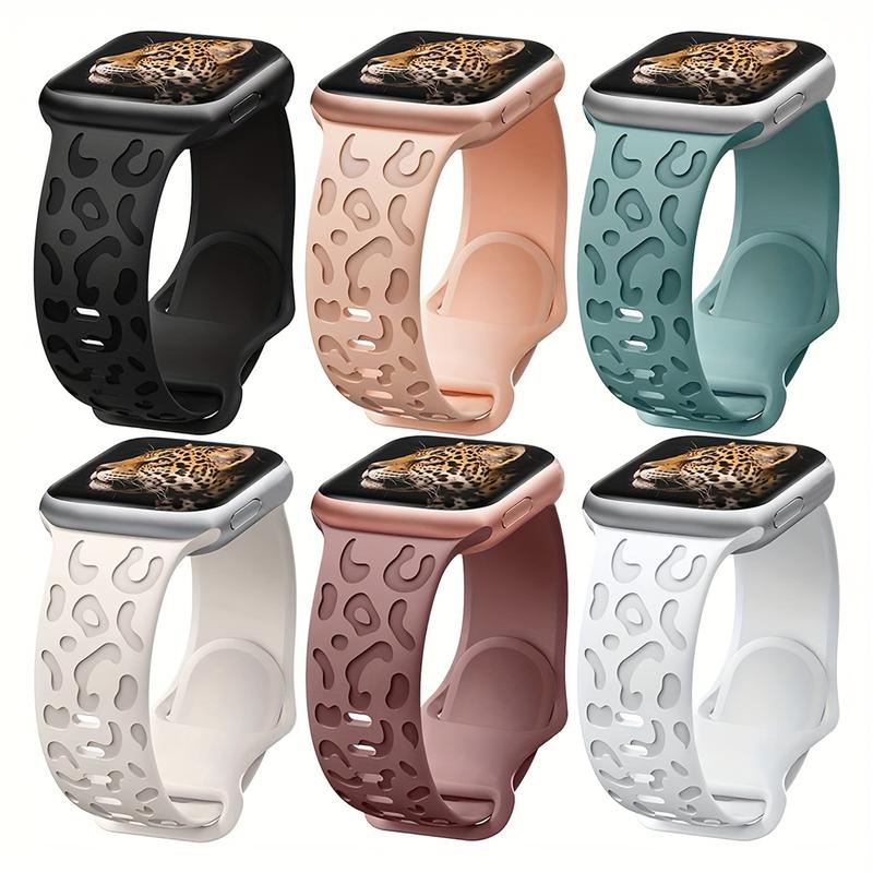 Leopard Engraved Band Compatible With IWatch Band 38mm 40mm 41mm 42mm 44mm 45mm 49mm, Waterproof Cheetah Sport Silicone Wristbands Replacement For IWatch Series 8 7 6 5 4 3 2 SE