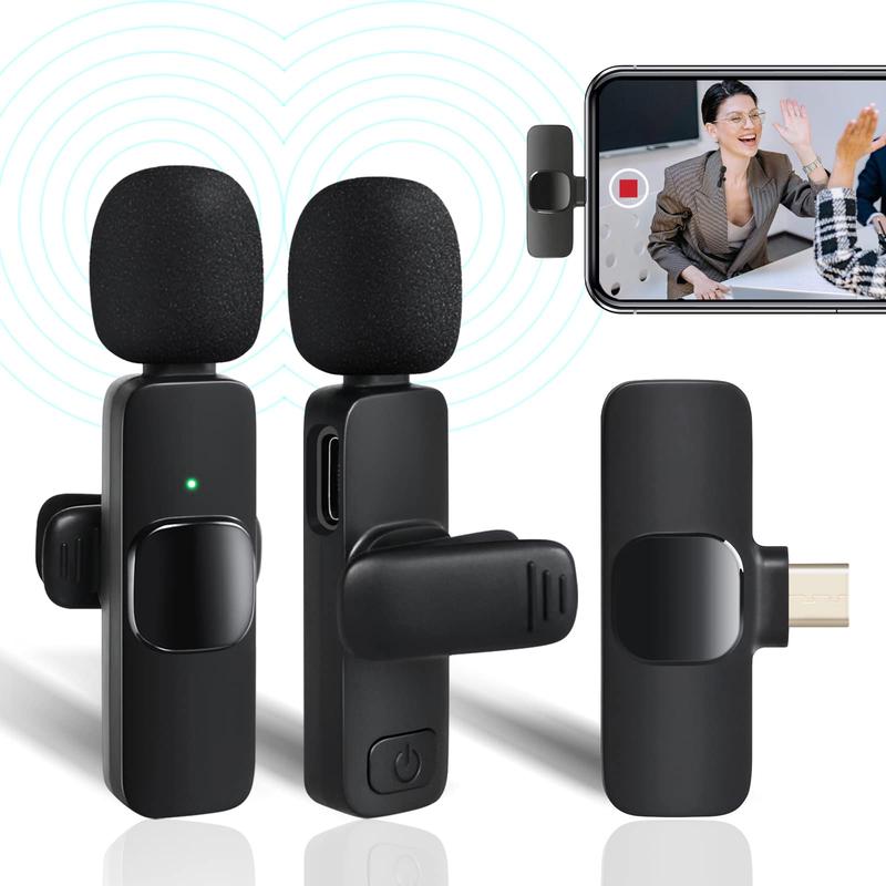 Wireless Collar Microphone, Portable Audio Noise Reduction Mic for iPhone, Tablet, Collar Mini Microphones, Wireless Microphones for Video Recording, Teaching Speech Mic, Streaming Equipment