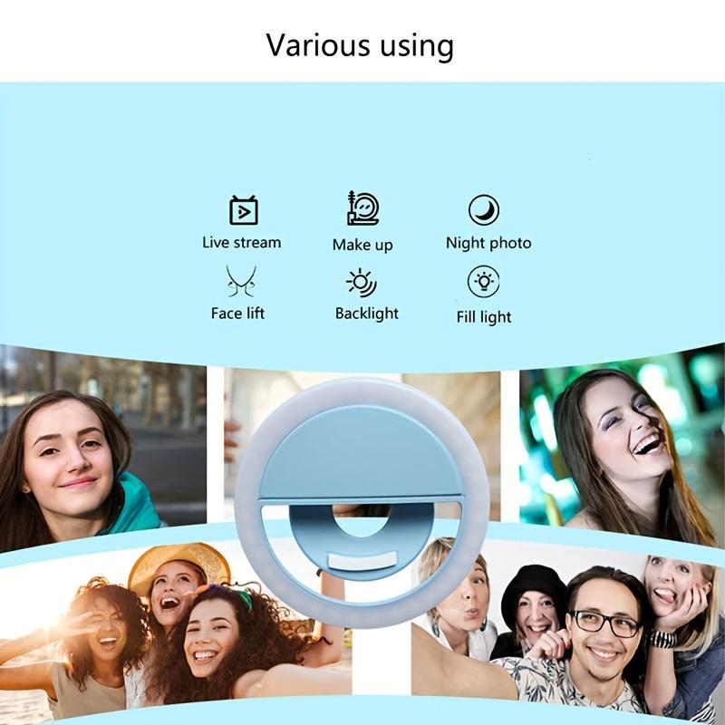 High Quality LED Selfie Ring Light Battery Rechargeable Ring Light for Smartphone Computer Makeup Warm White Light